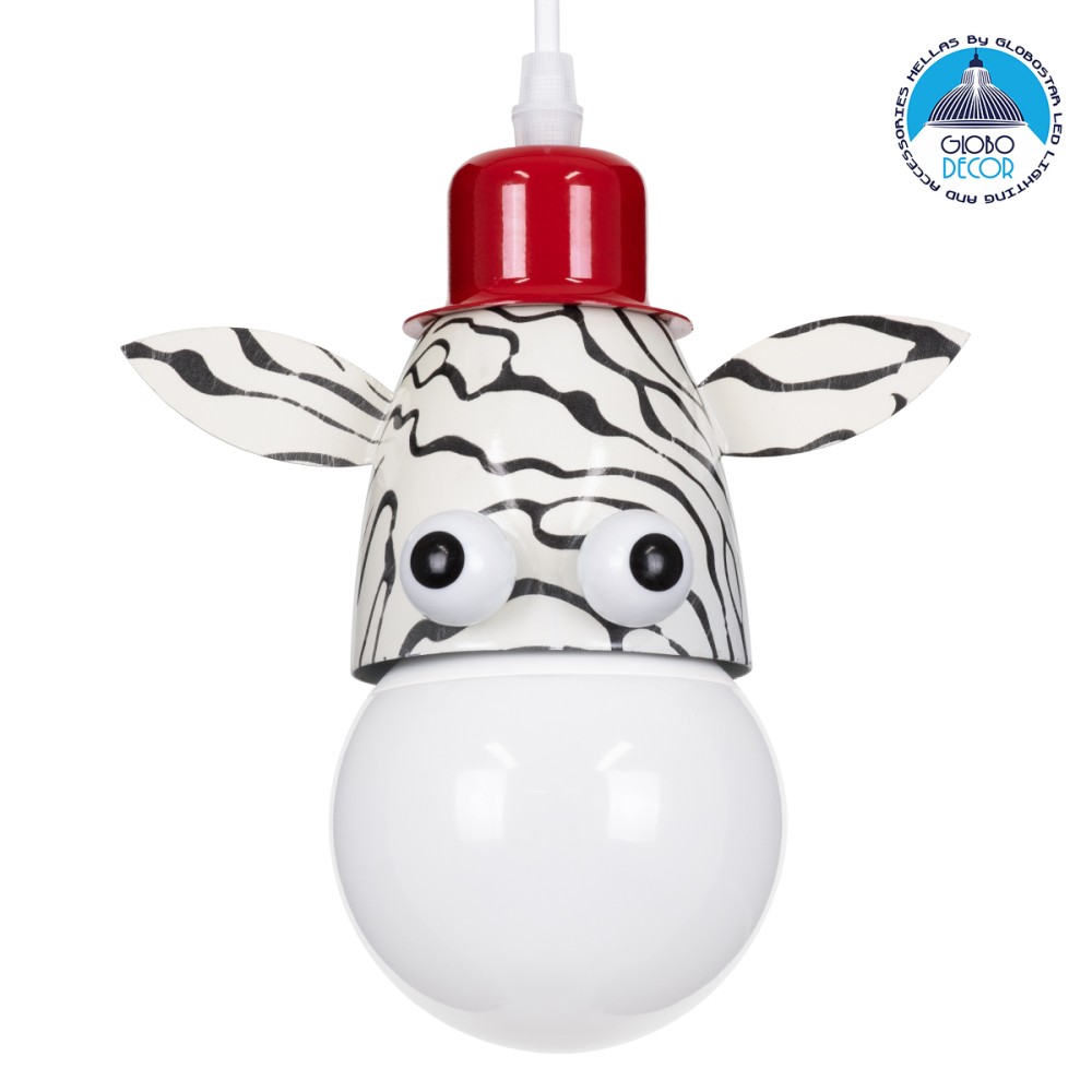 GLOBOSTAR® ZEBRA 00639 Παιδικό Κρεμαστό Φωτιστικό Οροφής με Ντουί 1 x E27 AC 220-240V IP20 - Πολύχρωμο - Μ19 x Π10.5 x Υ13.5cm