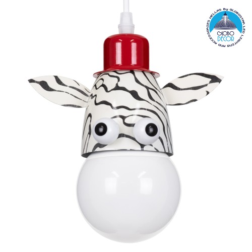 GLOBOSTAR® ZEBRA 00639 Παιδικό Κρεμαστό Φωτιστικό Οροφής με Ντουί 1 x E27 AC 220-240V IP20 - Πολύχρωμο - Μ19 x Π10.5 x Υ13.5cm