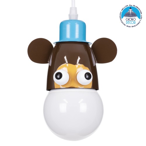 GLOBOSTAR® MONKEY 00640 Παιδικό Κρεμαστό Φωτιστικό Οροφής με Ντουί 1 x E27 AC 220-240V IP20 - Πολύχρωμο - Μ14.5 x Π10.5 x Υ13.5cm