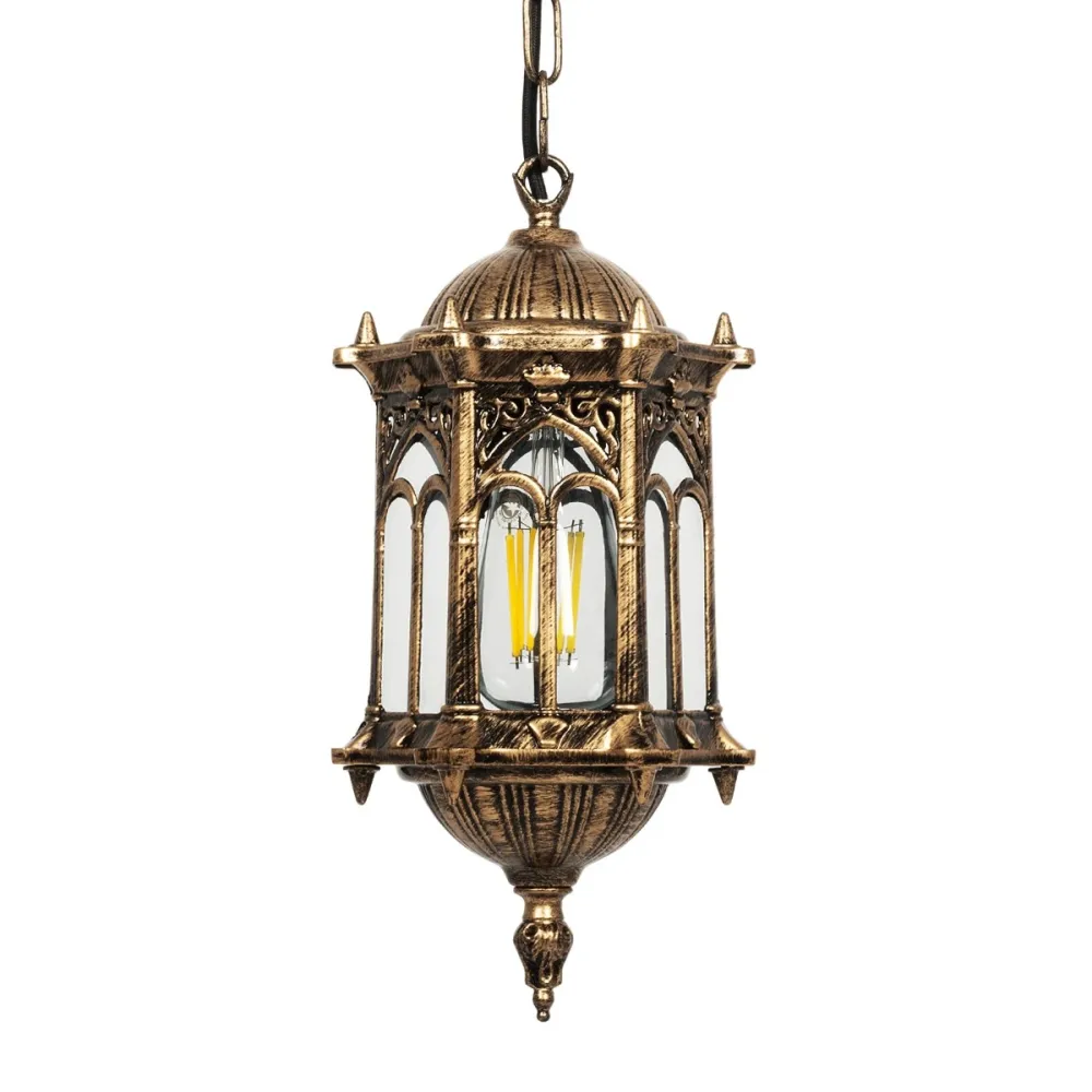 GLOBOSTAR® DARCY 00656 Vintage Κρεμαστό Φωτιστικό Οροφής με Ντουί 1 x E27 AC 220-240V IP20 - Μπρούτζινο - Μ15.5 x Π15.5 x Υ32.5cm