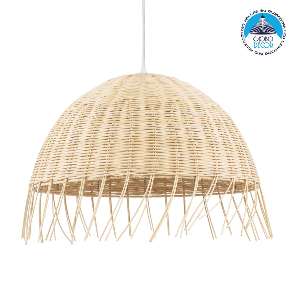 GLOBOSTAR® JAKARTA 00712 Boho Κρεμαστό Φωτιστικό Οροφής με Ντουί 1 x E27 AC 220-240V IP20 - Μπεζ - Μ50 x Π50 x Υ36cm