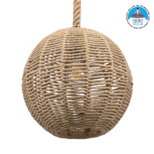 GLOBOSTAR® MANDALA 00731 Boho Κρεμαστό Φωτιστικό Οροφής με Ντουί 1 x E27 AC 220-240V IP20 - Μπεζ - Μ30 x Π30 x Y30cm