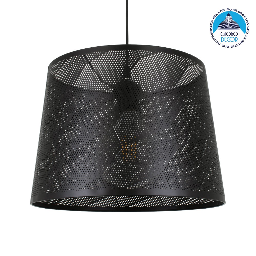 GLOBOSTAR® SPARKLE 00733 Μοντέρνο Κρεμαστό Φωτιστικό Οροφής με Ντουί 1 x E27 AC 220-240V IP20 - Μαύρο - Μ35 x Π35 x Υ26cm