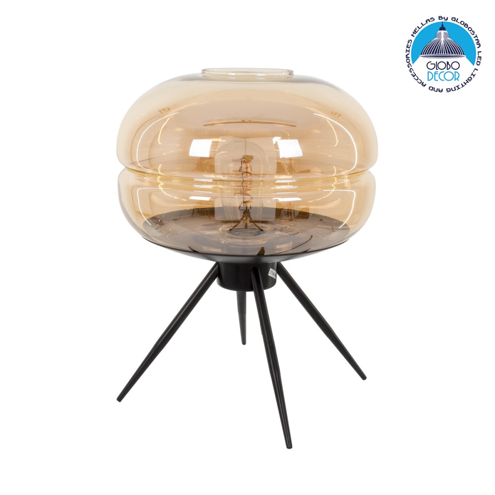 GLOBOSTAR® JAVAN 00737 Μοντέρνο Επιτραπέζιο Φωτιστικό Πορτατίφ με Ντουί 1 x E27 AC 220-240V IP20 - Μελί & Μαύρο - Μ30 x Π30 x Y40cm