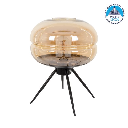 GLOBOSTAR® JAVAN 00737 Μοντέρνο Επιτραπέζιο Φωτιστικό Πορτατίφ με Ντουί 1 x E27 AC 220-240V IP20 - Μελί & Μαύρο - Μ30 x Π30 x Y40cm