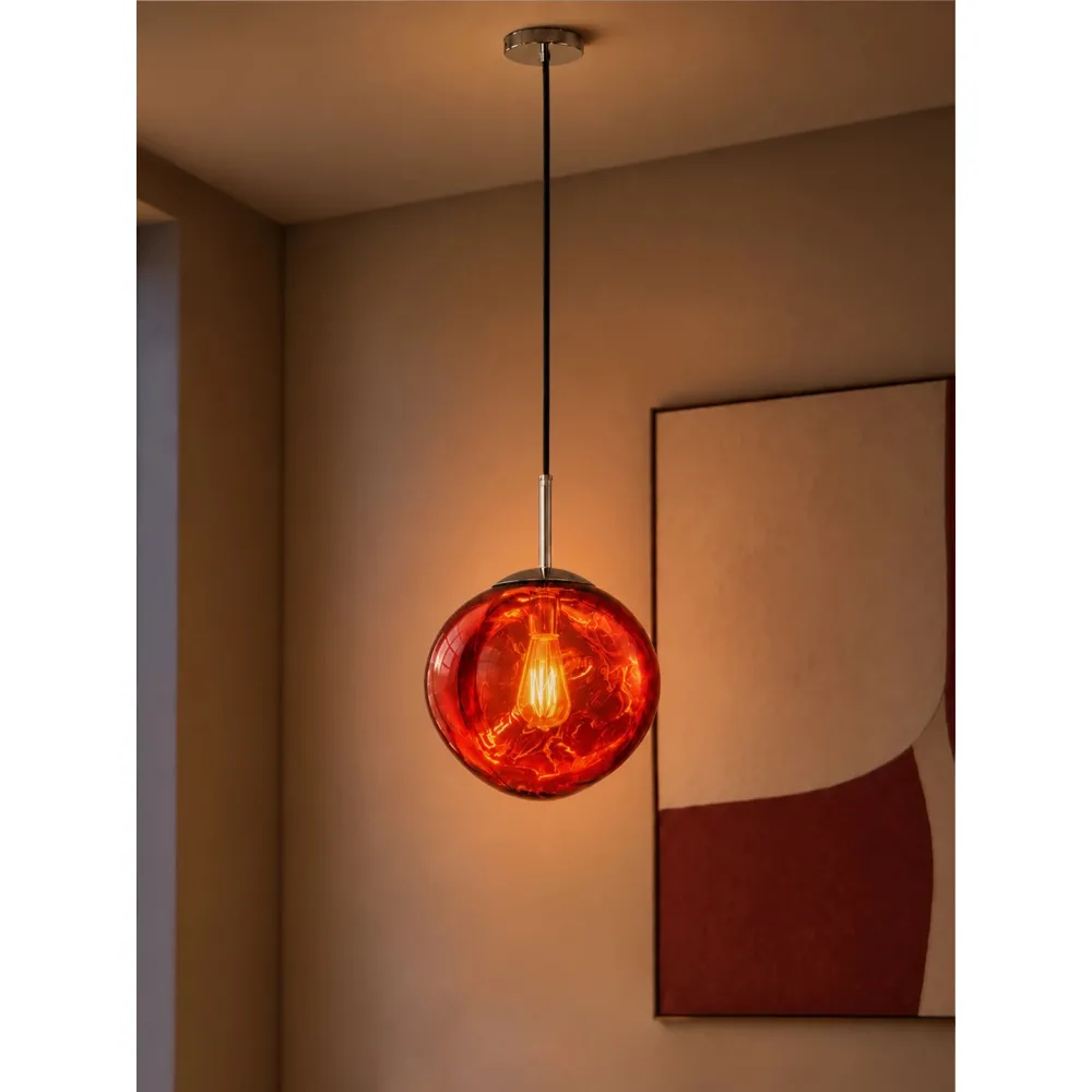 GLOBOSTAR® DIXAR 00762 Μοντέρνο Κρεμαστό Φωτιστικό Οροφής με Ντουί 1 x E27 AC 220-240V IP20 - Κόκκινο - Μ28 x Π28 x Υ40cm