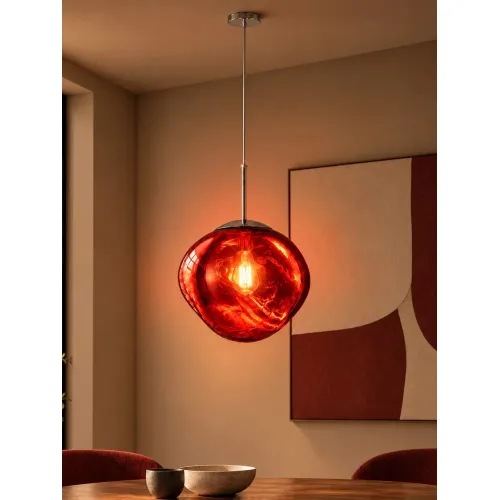 GLOBOSTAR® DIXAR 00763 Μοντέρνο Κρεμαστό Φωτιστικό Οροφής με Ντουί 1 x E27 AC 220-240V IP20 - Κόκκινο - Μ36 x Π36 x Υ45cm