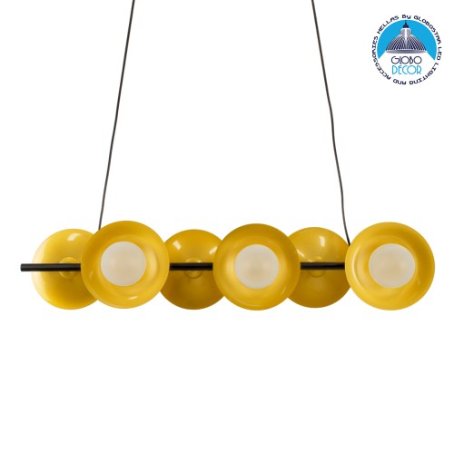 GLOBOSTAR® JOLIET 00783 Μοντέρνο Κρεμαστό Φωτιστικό Οροφής με Ντουί 6 x G9 AC 220-240V IP20 - Μαύρο & Χρυσό - Μ95 x Π28 x Υ20cm