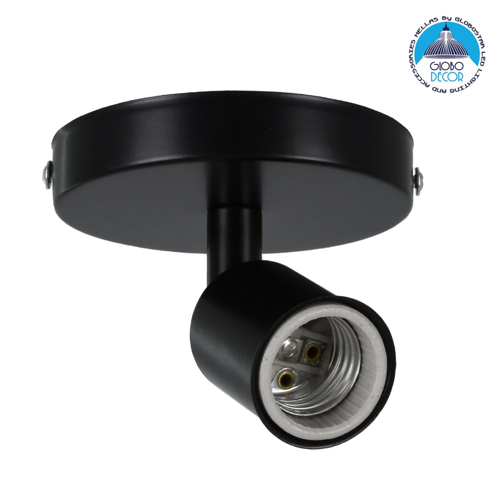 GLOBOSTAR® SARA 00843 Μοντέρνο Φωτιστικό Οροφής με Ντουί 1 x E27 AC 220-240V IP20 - Μαύρο - Μ10 x Π10 x Υ10.3cm