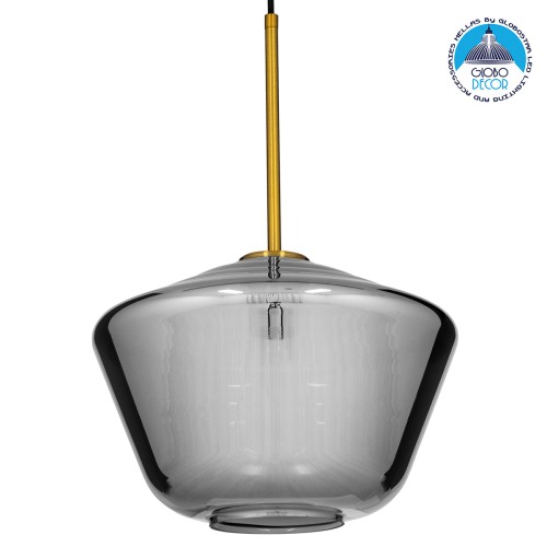 GLOBOSTAR® AMARIS 00873 Μοντέρνο Κρεμαστό Φωτιστικό Οροφής με Ντουί 1 x E27 AC 220-240V IP20 - Χρυσό & Μαύρο Φιμέ - Μ30 x Π30 x Y22cm