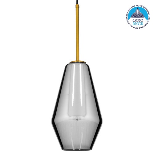 GLOBOSTAR® AMARIS 00874 Μοντέρνο Κρεμαστό Φωτιστικό Οροφής με Ντουί 1 x E27 AC 220-240V IP20 - Χρυσό & Μαύρο Φιμέ - Μ17 x Π17 x Υ30cm