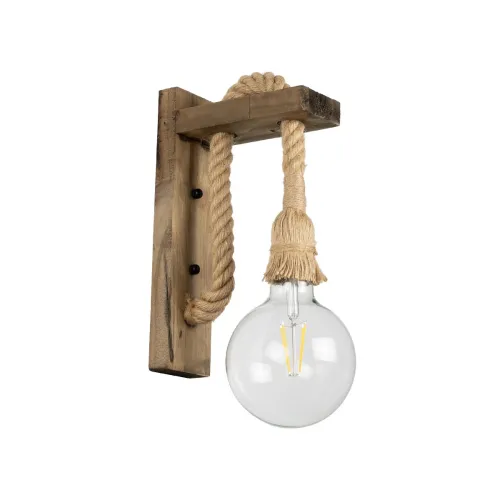 GLOBOSTAR® KENSI 00883 Boho Φωτιστικό Τοίχου - Απλίκα με Ντουί 1 x E27 AC 220-240V IP20 - Καφέ & Μπεζ - Μ7 x Π18 x Υ30cm