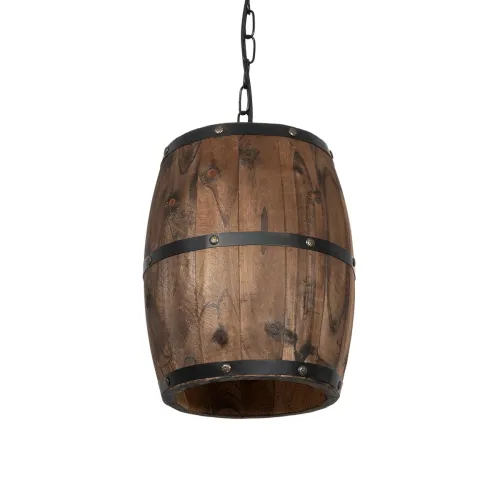GLOBOSTAR® BARREL 00890 Vintage Κρεμαστό Φωτιστικό Οροφής με Ντουί 1 x E27 AC 220-240V IP20 - Kαφέ - Μ24 x Π24 x Υ30cm