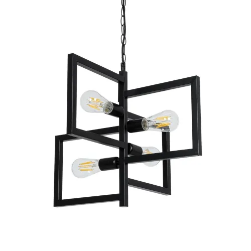 GLOBOSTAR® LOOP 00904 Μοντέρνο Κρεμαστό Φωτιστικό Οροφής με Ντουί 4 x E27 AC 220-240V IP20 - Μαύρο - Μ52 x Π52 x Υ45cm