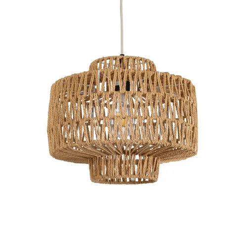 GLOBOSTAR® JENSON 00909 Boho Κρεμαστό Φωτιστικό Οροφής με Ντουί 1 x E27 AC 220-240V IP20 - Μπεζ - Μ33 x Π33 x Υ28cm