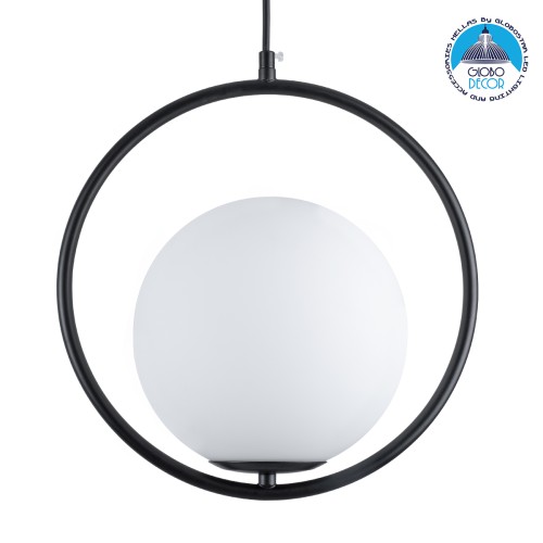 GLOBOSTAR® MADRID 00931 Μοντέρνο Κρεμαστό Φωτιστικό Οροφής με Ντουί 1 x E27 AC 220-240V IP20 - Μαύρο & Λευκό - Μ30 x Π20 x Υ30cm