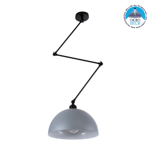 GLOBOSTAR® LOTUS 00937 Μοντέρνο Φωτιστικό Οροφής με Ντουί 1 x E27 AC 220-240V IP20 - Γκρι & Μαύρο - Μ30 x Π30 x Υ21cm