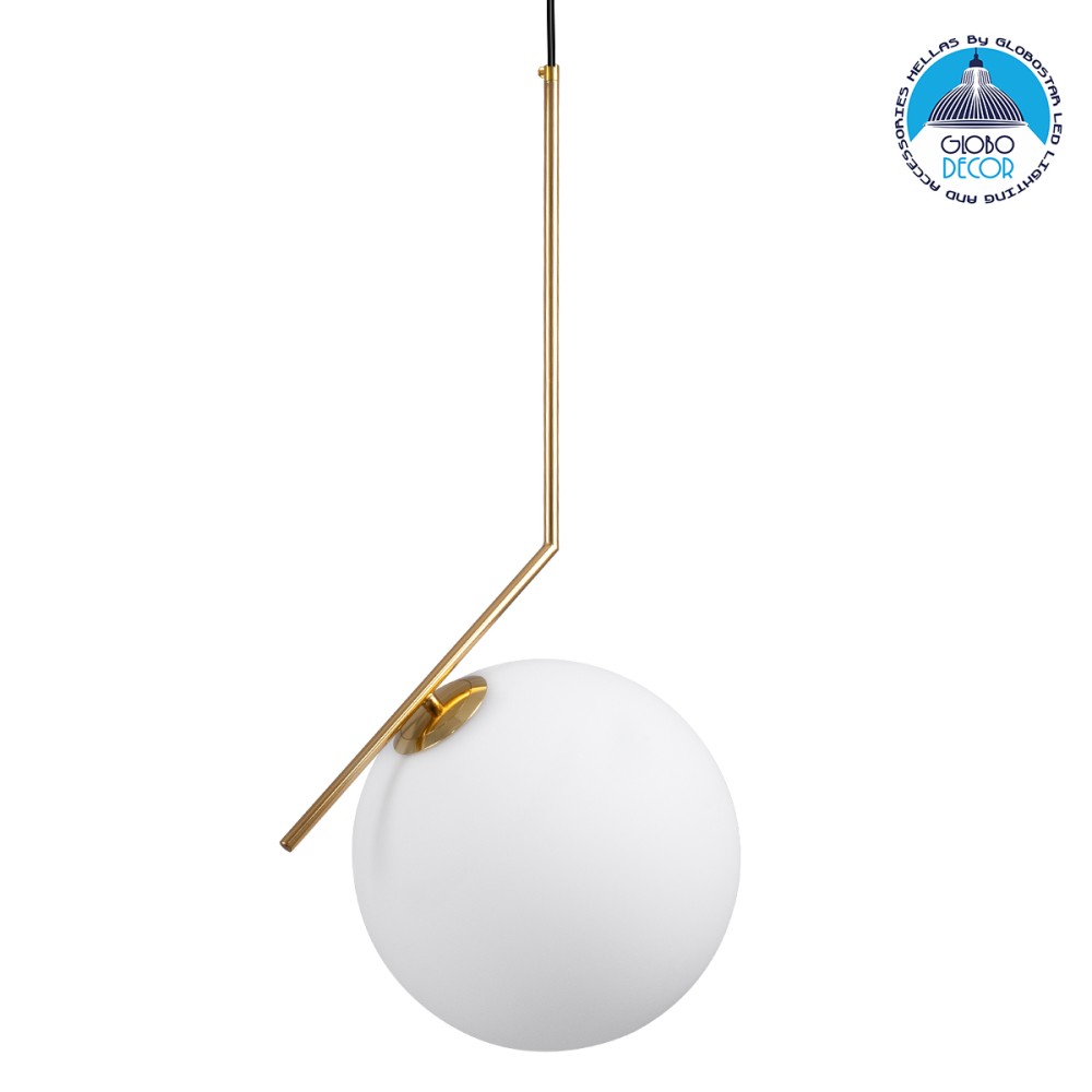 GLOBOSTAR® MONROE 00956 Μοντέρνο Κρεμαστό Φωτιστικό Οροφής με Ντουί 1 x E27 AC 220-240V IP20 - Χρυσό & Λευκό - Μ30 x Π30 x Υ75cm