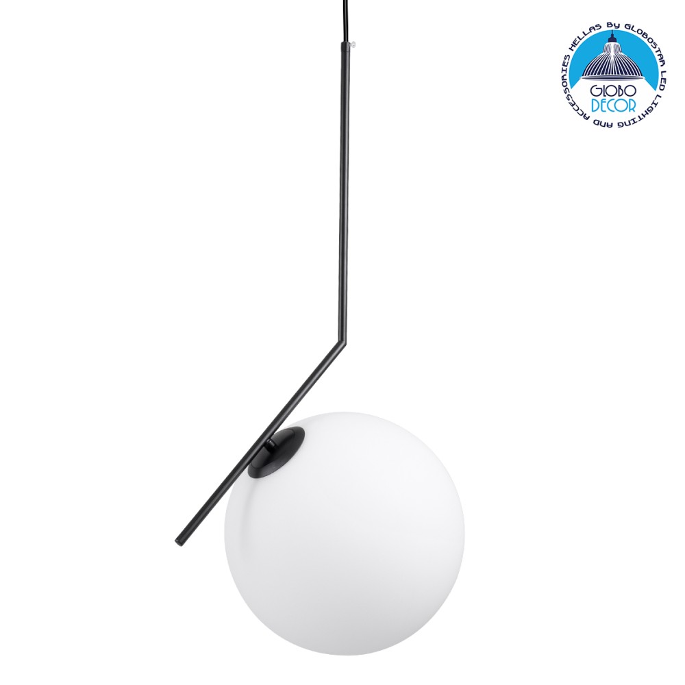 GLOBOSTAR® MONROE 00957 Μοντέρνο Κρεμαστό Φωτιστικό Οροφής με Ντουί 1 x E27 AC 220-240V IP20 - Μαύρο & Λευκό - Μ30 x Π30 x Υ75cm