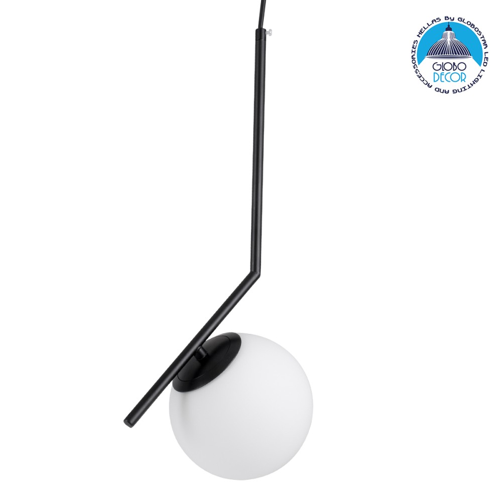 GLOBOSTAR® MONROE 00959 Μοντέρνο Κρεμαστό Φωτιστικό Οροφής με Ντουί 1 x E27 AC 220-240V IP20 - Μαύρο & Λευκό - Μ15 x Π15 x Υ49cm