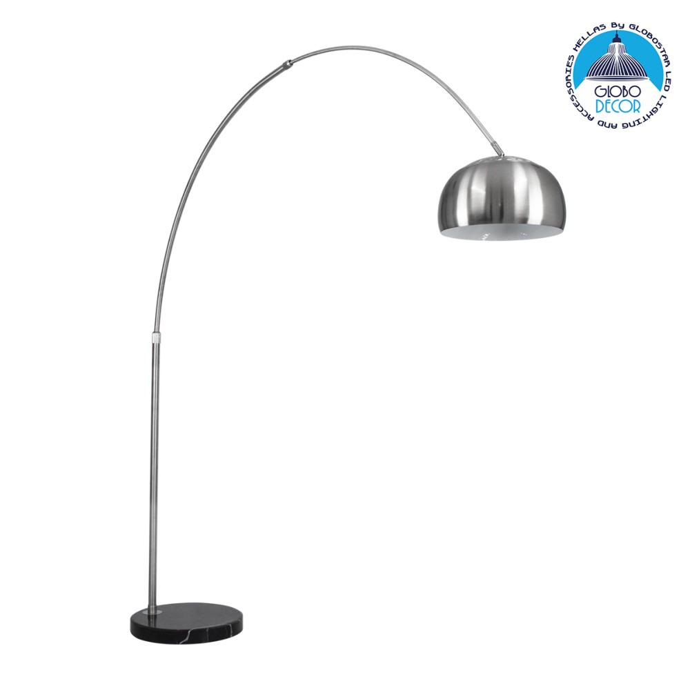 GLOBOSTAR® PRAGUE 00990 Μοντέρνο Επιδαπέδιο Φωτιστικό με Ντουί 1 x E27 AC 220-240V IP20 - Νίκελ Βούρτσας - Μ210 x Π45 x Υ220cm