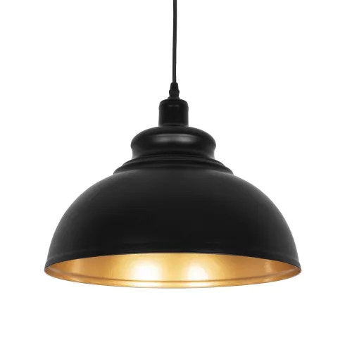 GLOBOSTAR® ANDY 01000 Μοντέρνο Κρεμαστό Φωτιστικό Οροφής με Ντουί 1 x E27 AC 220-240V IP20 - Μαύρο & Χρυσό - Μ35 x Π35 x Υ28cm