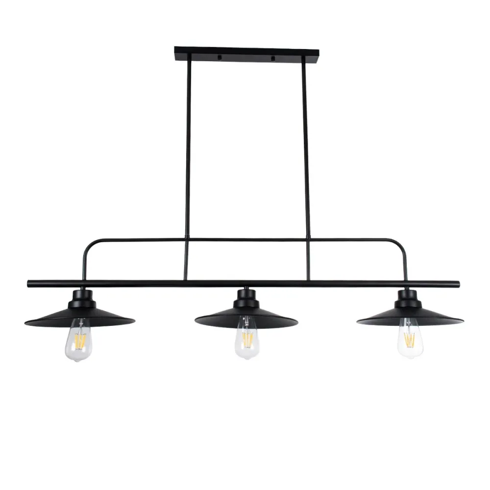 GLOBOSTAR® REGAL 01009 Vintage Φωτιστικό Οροφής με Ντουί 3 x E27 AC 220-240V IP20 - Μαύρο - Μ110 x Π26 x Υ75cm