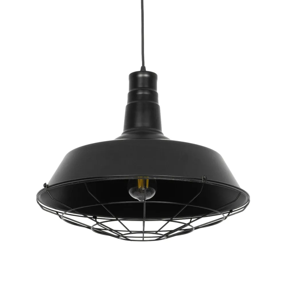 GLOBOSTAR® RAY 01048 Vintage Κρεμαστό Φωτιστικό Οροφής με Ντουί 1 x E27 AC 220-240V IP20 - Μαύρο - Μ46 x Π46 x Υ39cm