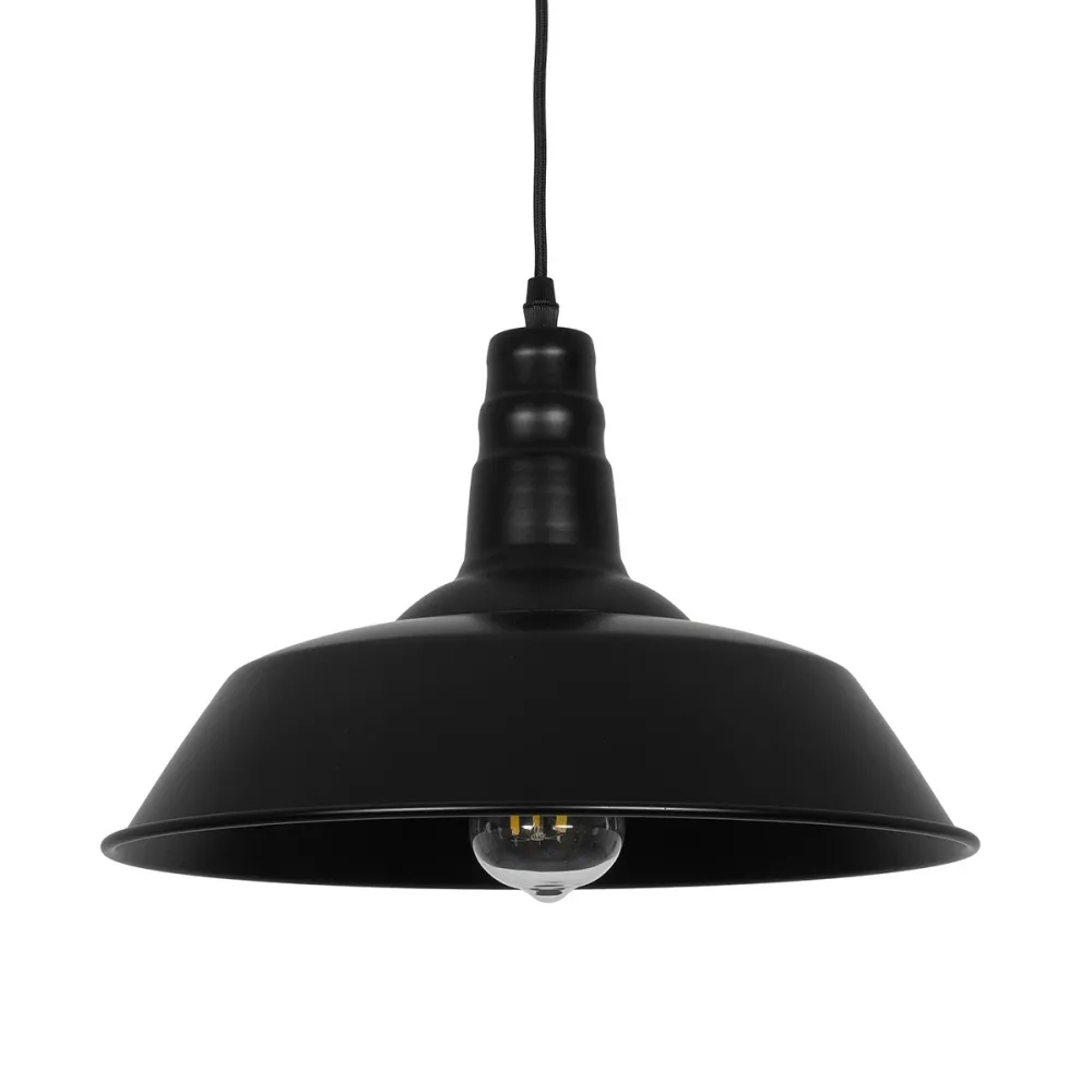 GLOBOSTAR® RAY 01049 Vintage Κρεμαστό Φωτιστικό Οροφής με Ντουί 1 x E27 AC 220-240V IP20 - Μαύρο - Μ36 x Π36 x Υ25cm