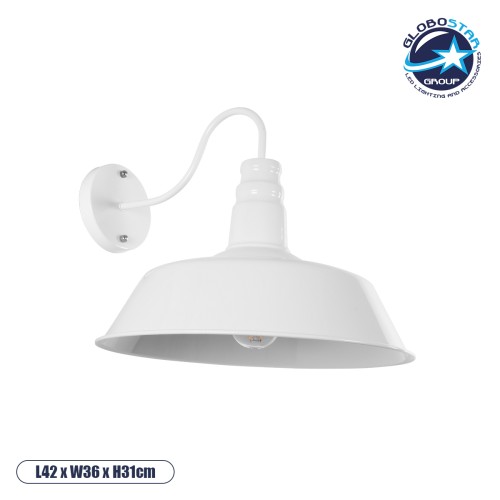 GLOBOSTAR® SORD 01051 Vintage Φωτιστικό Τοίχου - Απλίκα με Ντουί 1 x E27 AC 220-240V IP20 - Λευκό - Μ36 x Π42 x Υ32cm