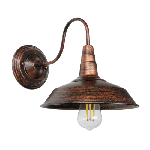 GLOBOSTAR® RAY 01067 Vintage Φωτιστικό Τοίχου - Απλίκα με Ντουί 1 x E27 AC 220-240V IP20 - Χάλκινο Εφέ Σκουριάς - Μ26 x Π36 x Υ28cm