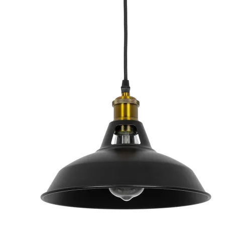 GLOBOSTAR® ANER 01073 Vintage Κρεμαστό Φωτιστικό Οροφής με Ντουί 1 x E27 AC 220-240V IP20 - Μαύρο & Χρυσό - Μ27.5 x Π27.5 x Υ19cm