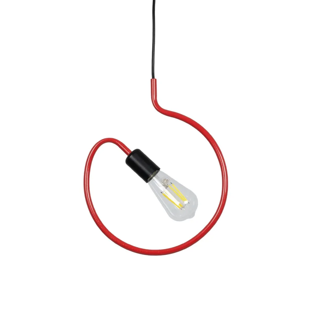 GLOBOSTAR® LIBBY 01095-1 Παιδικό Κρεμαστό Φωτιστικό Οροφής με Ντουί 1 x E27 AC 220-240V IP20 - Κόκκινο - Μ28 x Π4 x Υ34cm