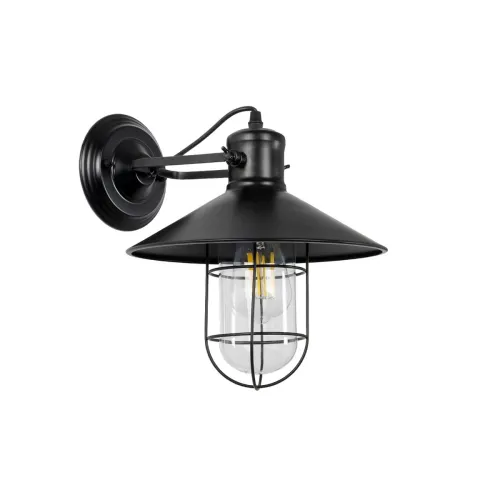 GLOBOSTAR® CELL 01118 Vintage Φωτιστικό Τοίχου - Απλίκα με Ντουί 1 x E27 AC 220-240V IP20 - Μαύρο - Μ26.5 x Π32 x Υ30cm