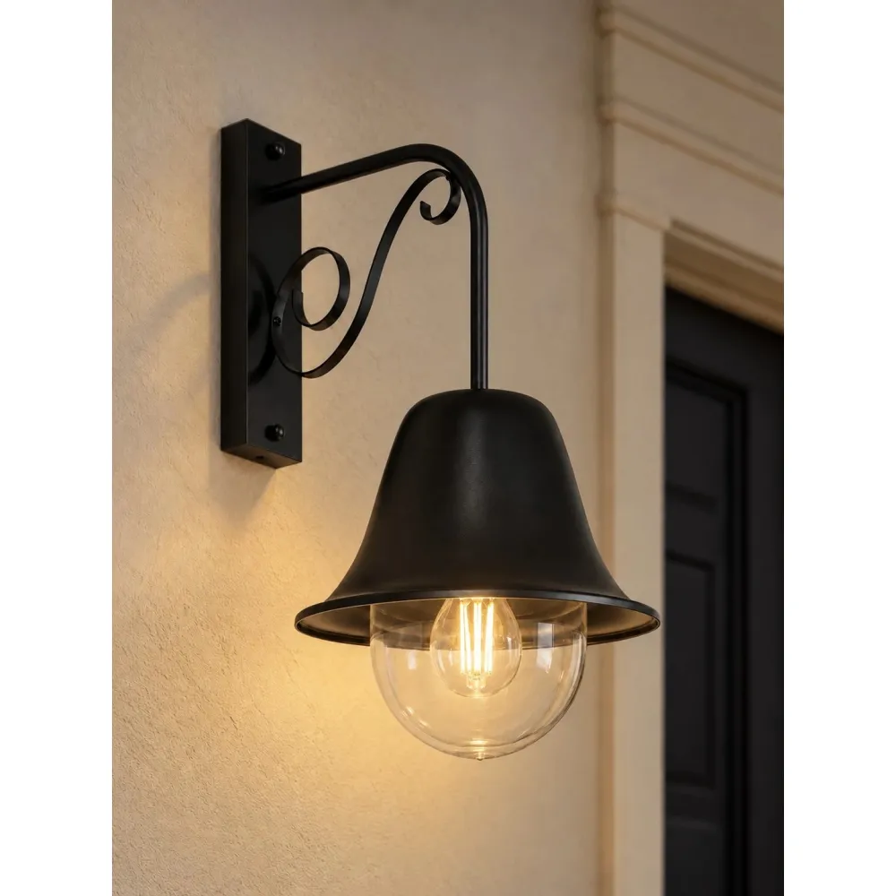 GLOBOSTAR® ANNIEL 01123 Vintage Φωτιστικό Τοίχου - Απλίκα με Ντουί 1 x E27 AC 220-240V IP20 - Μαύρο - Μ25 x Π32 x Υ50cm