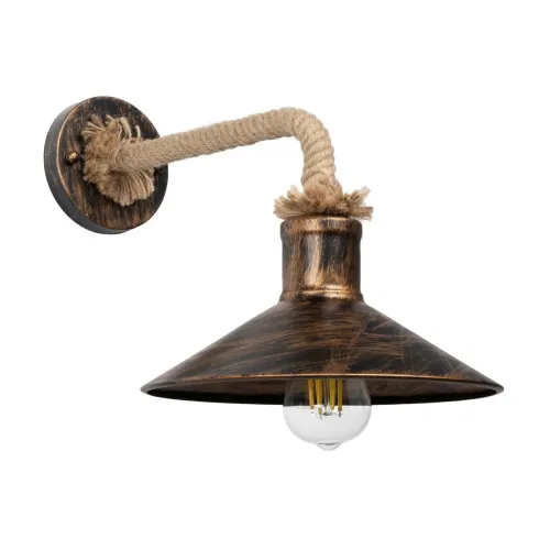 GLOBOSTAR® VINSA 01136 Boho Φωτιστικό Τοίχου - Απλίκα με Ντουί 1 x E27 AC 220-240V IP20 - Χάλκινο & Μπεζ - Μ26 x Π40 x Υ28cm