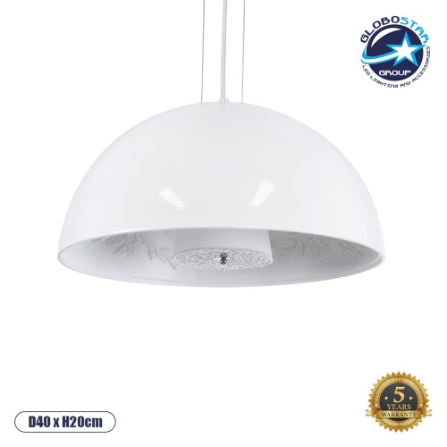 GLOBOSTAR® SERENIA 01152 Μοντέρνο Κρεμαστό Φωτιστικό Οροφής με Ντουί 1 x E27 AC 220-240V IP20 - Λευκό - Μ40 x Π40 x Υ20cm