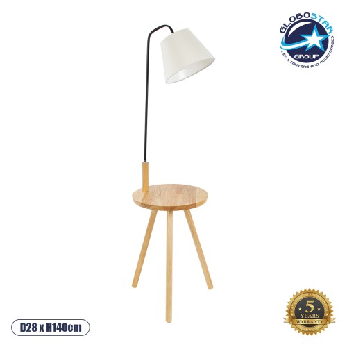 GLOBOSTAR® TIFFANY 01206 Μοντέρνο Επιδαπέδιο Φωτιστικό με Ντουί 1 x E27 AC 220-240V IP20 - Μπεζ & Λευκό - Μ28 x Π28 x Υ140cm
