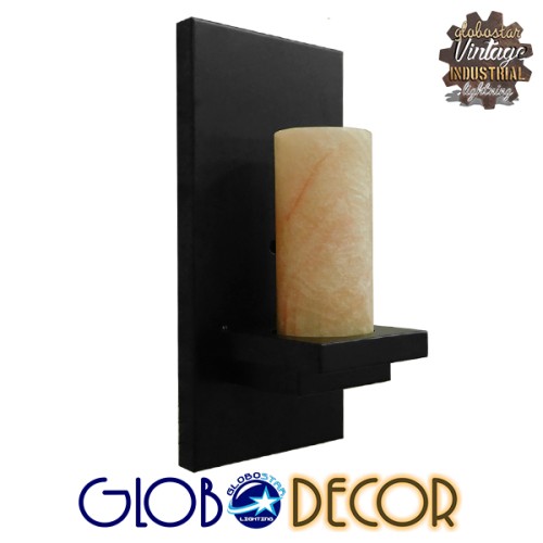 GLOBOSTAR® ODILIA 01245 Vintage Φωτιστικό Τοίχου - Απλίκα με Ντουί 1 x E27 AC 220-240V IP20 - Μαύρο & Μπεζ - Μ10 x Π14 x Υ30cm