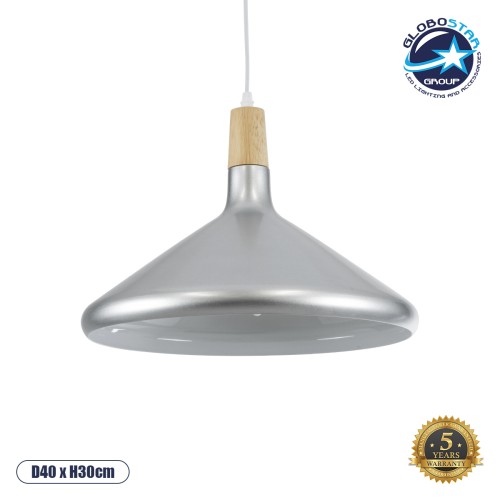 GLOBOSTAR® FELICITA 01276 Μοντέρνο Κρεμαστό Φωτιστικό Οροφής με Ντουί 1 x E27 AC 220-240V IP20 - Ασημί & Μπεζ - Μ40 x Π40 x Y30cm