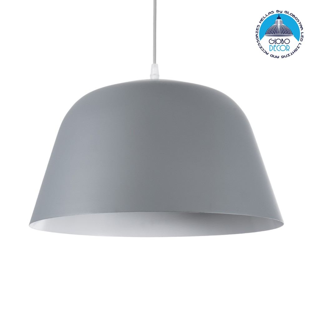 GLOBOSTAR® UPVALE 01282 Μοντέρνο Κρεμαστό Φωτιστικό Οροφής με Ντουί 1 x E27 AC 220-240V IP20 - Γκρι & Λευκό - Μ40 x Π40 x Υ24cm