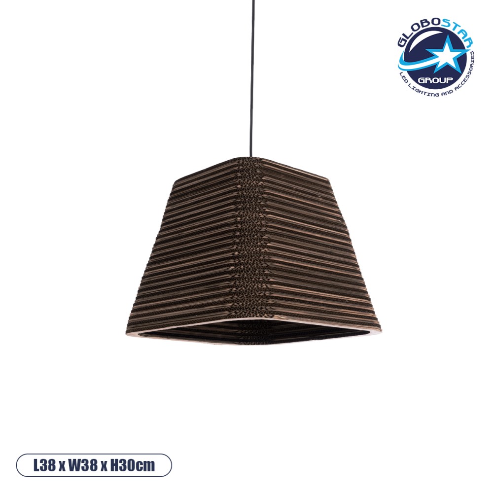 GLOBOSTAR® SANTORINI 01295 Boho Κρεμαστό Φωτιστικό Οροφής με Ντουί 1 x E27 AC 220-240V IP20 - Καφέ - Μ38 x Π38 x Υ30cm