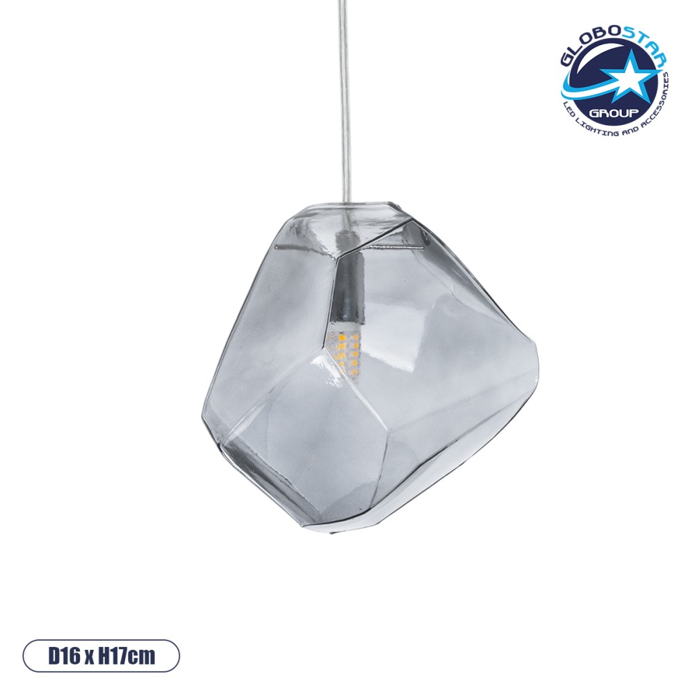 GLOBOSTAR® RINA 01307 Μοντέρνο Κρεμαστό Φωτιστικό Οροφής με Ντουί 1 x G9 AC 220-240V IP20 - Γκρι - Μ16 x Π16 x Υ17cm
