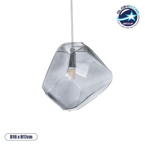 GLOBOSTAR® RINA 01307 Μοντέρνο Κρεμαστό Φωτιστικό Οροφής με Ντουί 1 x G9 AC 220-240V IP20 - Γκρι - Μ16 x Π16 x Υ17cm