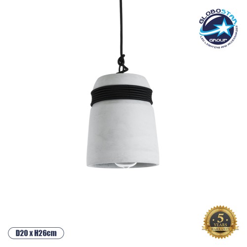 GLOBOSTAR® TRIBECA 01320 Μοντέρνο Κρεμαστό Φωτιστικό Οροφής με Ντουί 1 x E27 AC 220-240V IP20 - Γκρι & Μαύρο - Μ20 x Π20 x Υ26cm