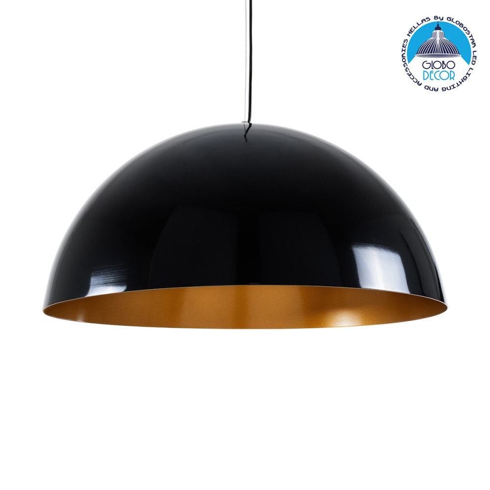 GLOBOSTAR® LUNE 01342 Μοντέρνο Κρεμαστό Φωτιστικό Οροφής με Ντουί 1 x E27 AC 220-240V IP20 - Μαύρο & Χρυσό - Μ60 x Π60 x Υ30cm