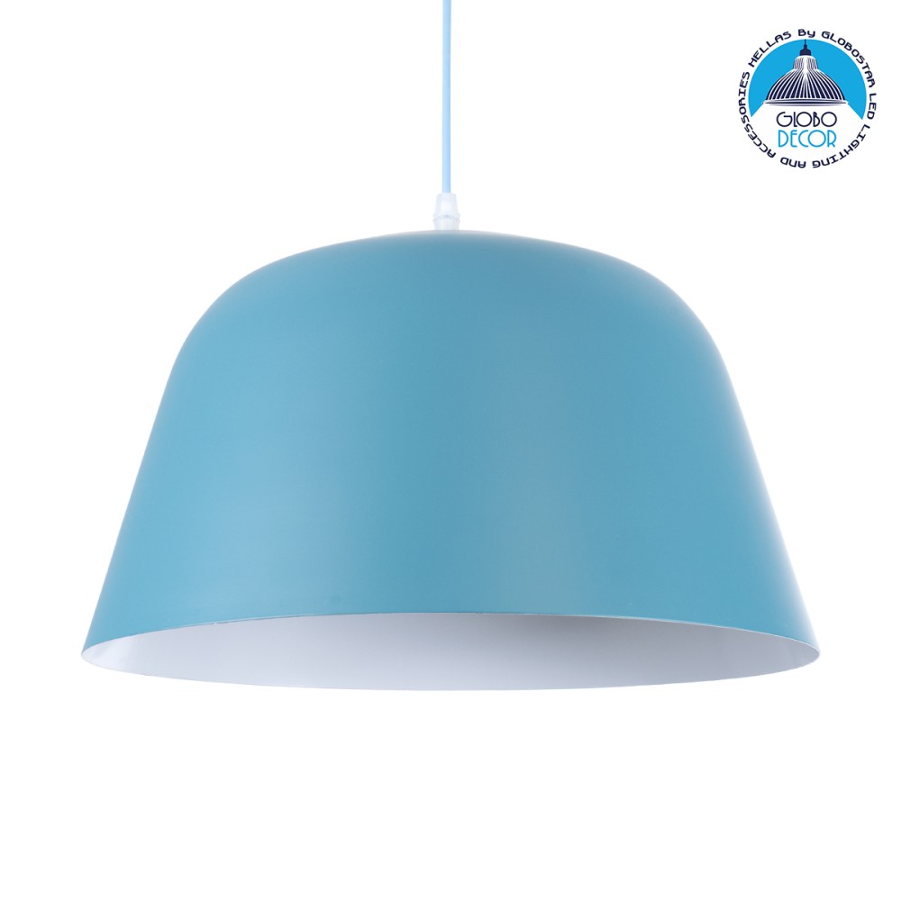 GLOBOSTAR® UPVALE 01286 Μοντέρνο Κρεμαστό Φωτιστικό Οροφής με Ντουί 1 x E27 AC 220-240V IP20 - Γαλάζιο & Λευκό - Μ40 x Π40 x Υ24cm