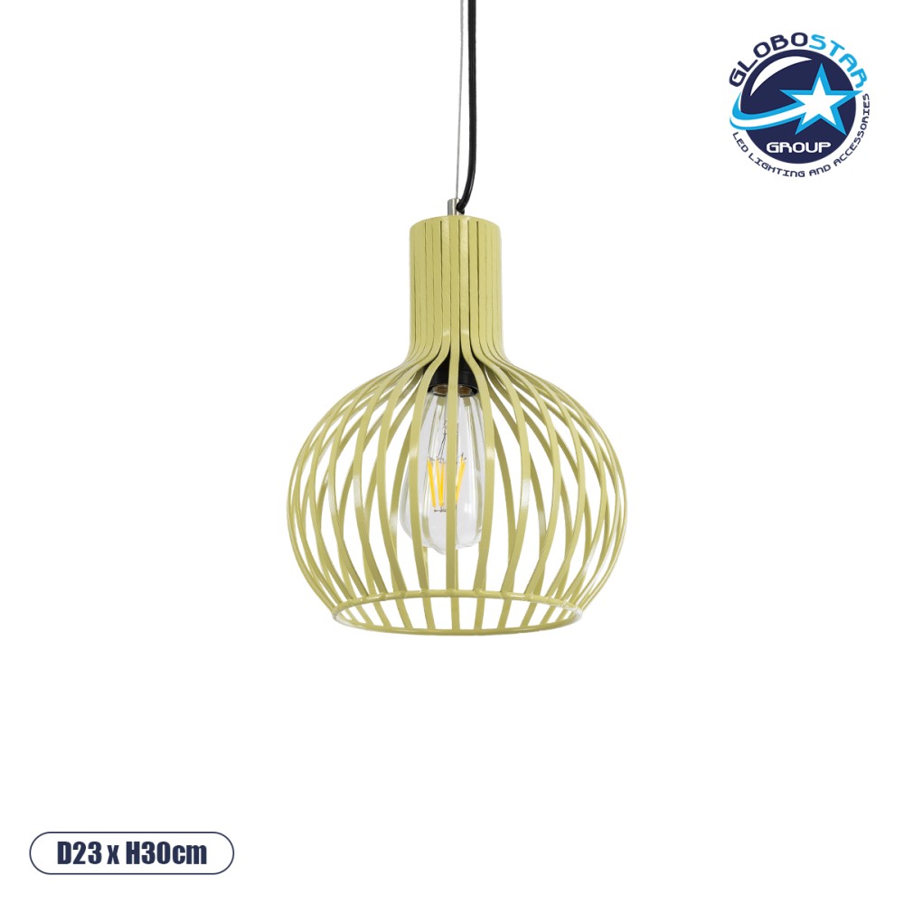 GLOBOSTAR® SCANDI 01387 Vintage Κρεμαστό Φωτιστικό Οροφής με Ντουί 1 x E27 AC 220-240V IP20 - Μπεζ - Μ23 x Π23 x Υ30cm