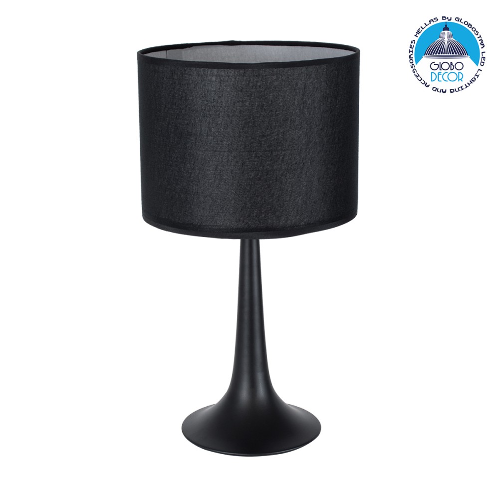 GLOBOSTAR® AMBROSIA 01394 Μοντέρνο Επιτραπέζιο Φωτιστικό Πορτατίφ με Ντουί 1 x E27 AC 220-240V IP20 - Μαύρο - Μ25 x Π25 x Υ46cm