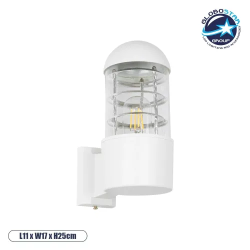 GLOBOSTAR® NEWI 01418 Μοντέρνο Φωτιστικό Τοίχου - Απλίκα με Ντουί 1 x E27 AC 220-240V IP20 - Λευκό - Μ11 x Π17 x Υ25cm